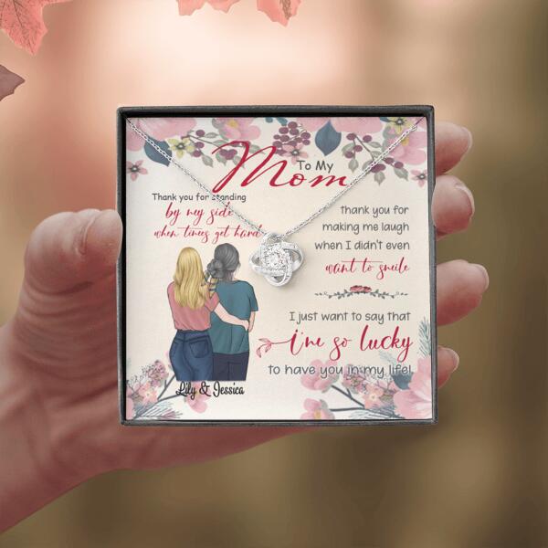 Personalized Message Card Love Knot Necklace Jewelry - Best Gift For Mother's Day - Thank you for standing by my side - IWJMRF