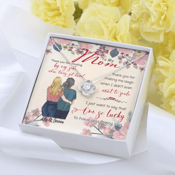 Personalized Message Card Love Knot Necklace Jewelry - Best Gift For Mother's Day - Thank you for standing by my side - IWJMRF