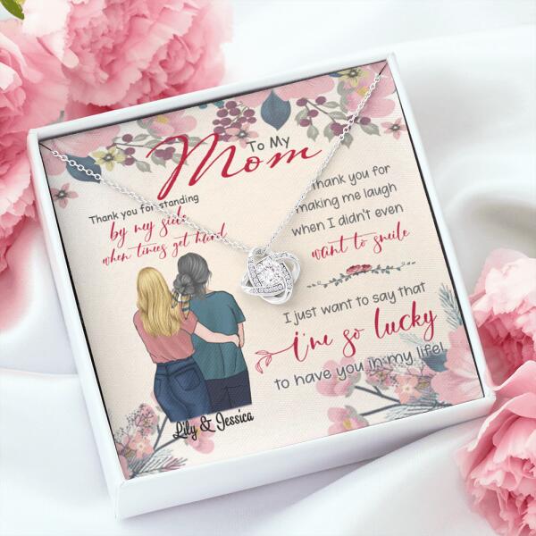 Personalized Message Card Love Knot Necklace Jewelry - Best Gift For Mother's Day - Thank you for standing by my side - IWJMRF