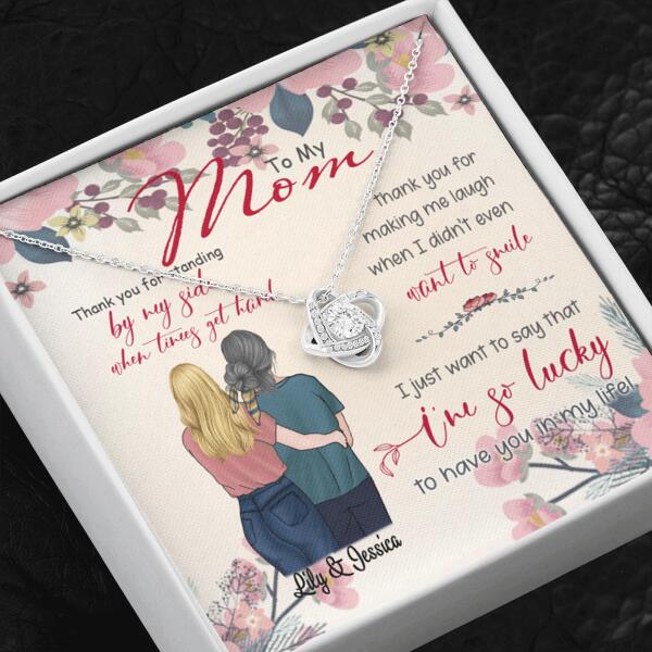 Personalized Message Card Love Knot Necklace Jewelry - Best Gift For Mother's Day - Thank you for standing by my side - IWJMRF