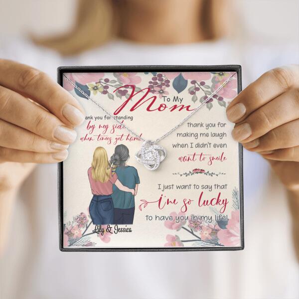 Personalized Message Card Love Knot Necklace Jewelry - Best Gift For Mother's Day - Thank you for standing by my side - IWJMRF
