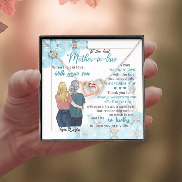 Personalized Interlocking Heart Necklace Jewelry - Best Gift For Mother's Day - To The Best Mother-in-law - IWJMRF