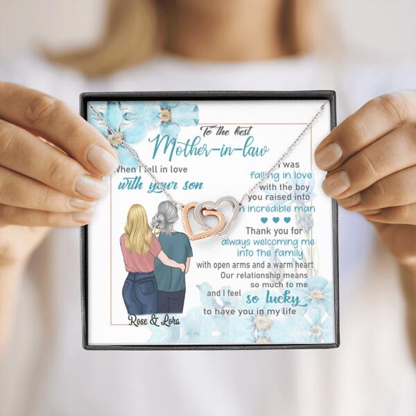 Personalized Interlocking Heart Necklace Jewelry - Best Gift For Mother's Day - To The Best Mother-in-law - IWJMRF