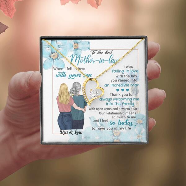 Personalized Message Card Gold Forever Love Necklace Jewelry - Best Gift For Mother's Day - To The Best Mother-in-law - IWJMRF
