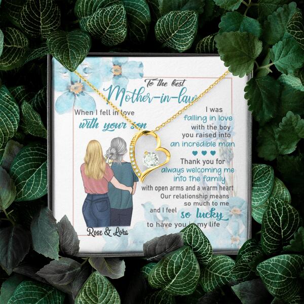 Personalized Message Card Gold Forever Love Necklace Jewelry - Best Gift For Mother's Day - To The Best Mother-in-law - IWJMRF