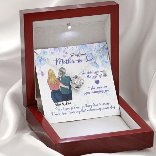 Personalized Message Card Love Knot Necklace Jewelry - Best Gift For Mother's Day - To My Mother-in-law