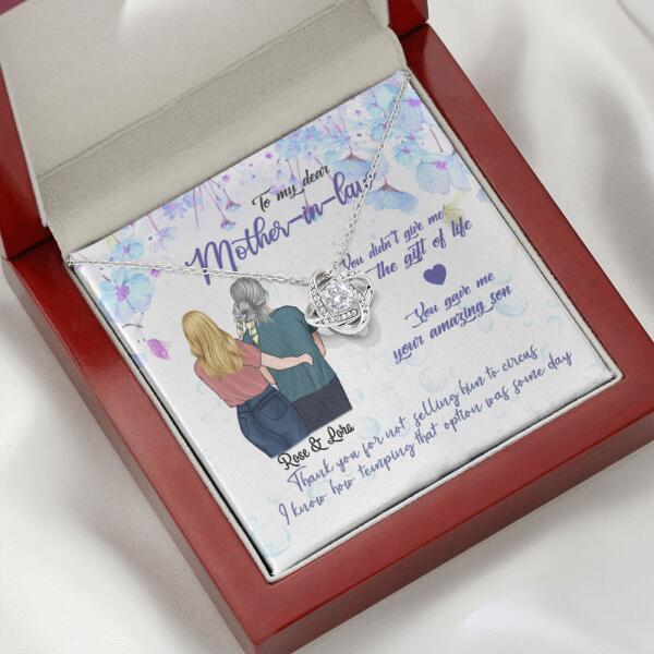 Personalized Message Card Love Knot Necklace Jewelry - Best Gift For Mother's Day - To My Mother-in-law