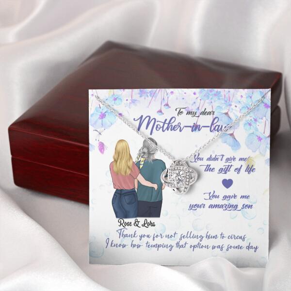 Personalized Message Card Love Knot Necklace Jewelry - Best Gift For Mother's Day - To My Mother-in-law
