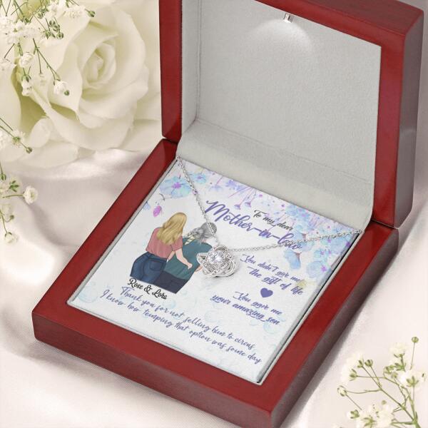 Personalized Message Card Love Knot Necklace Jewelry - Best Gift For Mother's Day - To My Mother-in-law