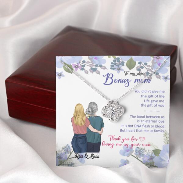 Personalized Message Card Love Knot Necklace Jewelry - Best Gift For Mother's Day - To My Bonus Mom
