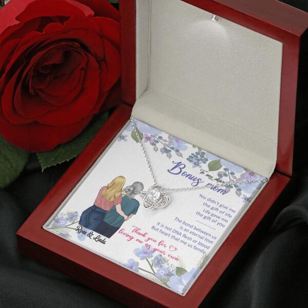 Personalized Message Card Love Knot Necklace Jewelry - Best Gift For Mother's Day - To My Bonus Mom