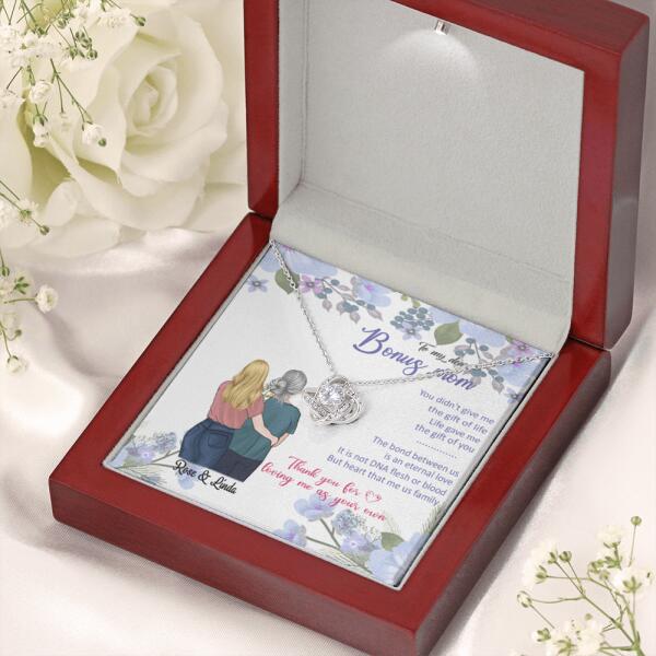 Personalized Message Card Love Knot Necklace Jewelry - Best Gift For Mother's Day - To My Bonus Mom