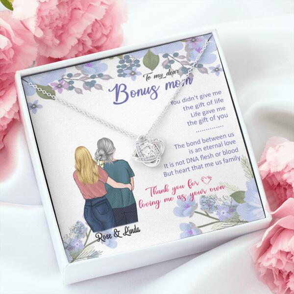 Personalized Message Card Love Knot Necklace Jewelry - Best Gift For Mother's Day - To My Bonus Mom