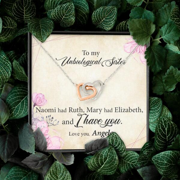 Personalized Interlocking Heart Necklace - Gift Idea For Best Friend - To My Unbiological Sister