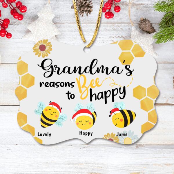 Personalized Bees Rectangle Ornament - Gift For Christmas - Grandma's Reasons To Bee Happy