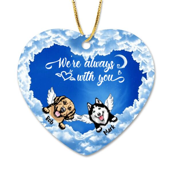 Personalized Cloud Dog Memorial Heart Ornament - Gift For Christmas, Dog Lovers - We're Always With You