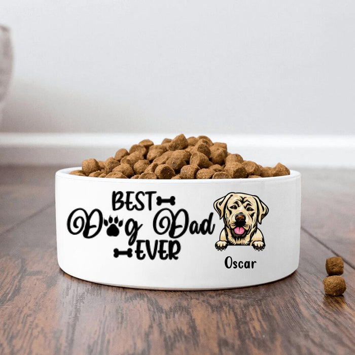 Custom Personalized Pet Bowl - Gift Idea For Pet Lovers - Up To 5 Dogs/Cats - Happy Further's Day To My Human, Now Feed Me