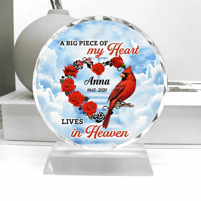Personalized A Big Piece Of My Heart Lives In Heaven Memorial Cardinal Crystal Pendulum - Memorial Gift Idea