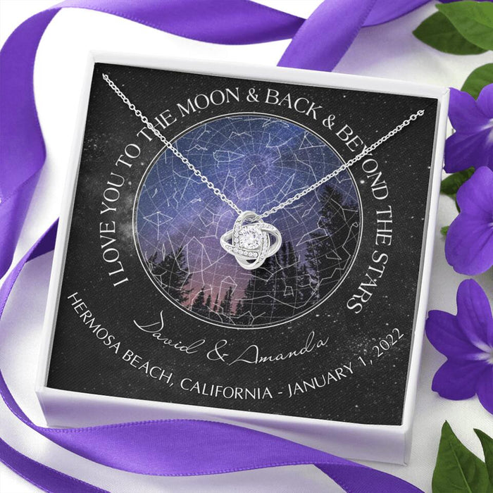 Personalized Couple Star Map Necklace - Anniversary Gift For Couple - Mother's Day Gift For Wife From Husband - I Love You To The Moon & Back & Beyond The Stars