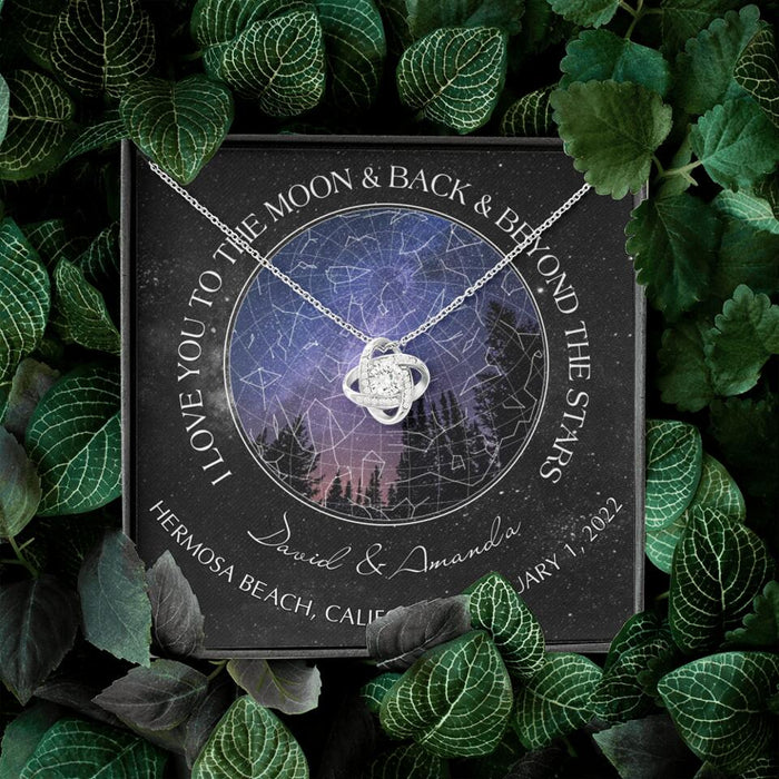 Personalized Couple Star Map Necklace - Anniversary Gift For Couple - Mother's Day Gift For Wife From Husband - I Love You To The Moon & Back & Beyond The Stars