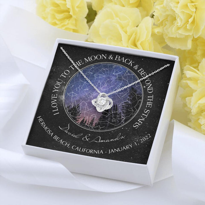 Personalized Couple Star Map Necklace - Anniversary Gift For Couple - Mother's Day Gift For Wife From Husband - I Love You To The Moon & Back & Beyond The Stars