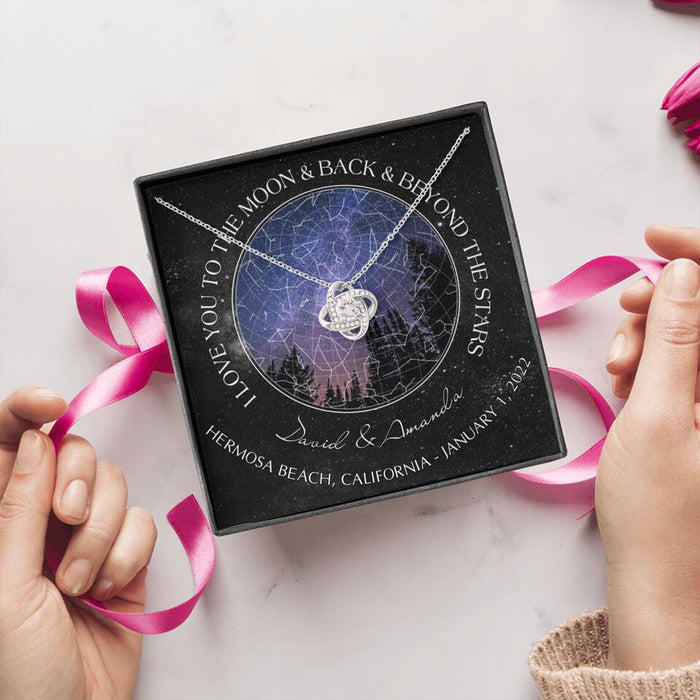 Personalized Couple Star Map Necklace - Anniversary Gift For Couple - Mother's Day Gift For Wife From Husband - I Love You To The Moon & Back & Beyond The Stars