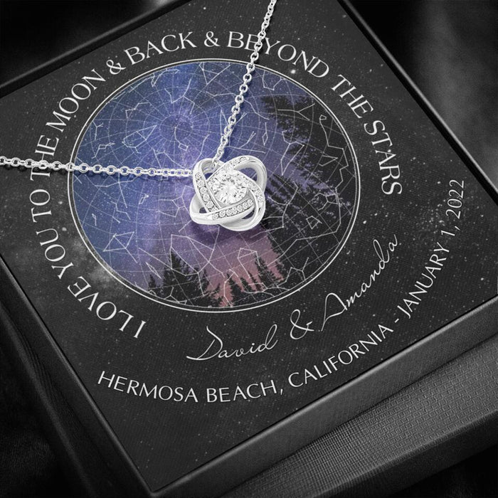 Personalized Couple Star Map Necklace - Anniversary Gift For Couple - Mother's Day Gift For Wife From Husband - I Love You To The Moon & Back & Beyond The Stars