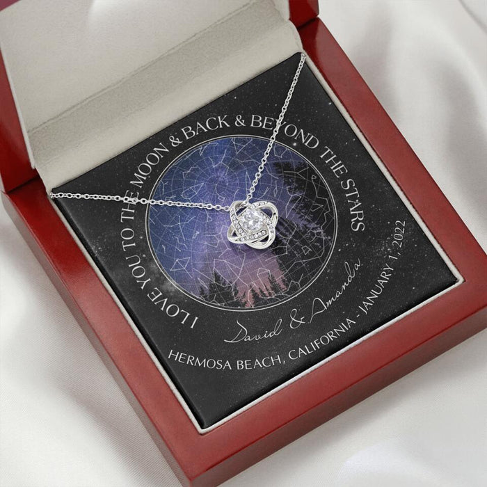 Personalized Couple Star Map Necklace - Anniversary Gift For Couple - Mother's Day Gift For Wife From Husband - I Love You To The Moon & Back & Beyond The Stars