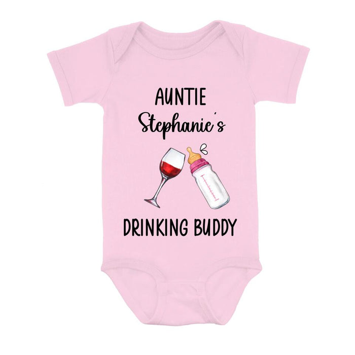 Personalized Baby Onesie/T-Shirt - Mother's Day Gift Idea For - Auntie Drinking Buddy