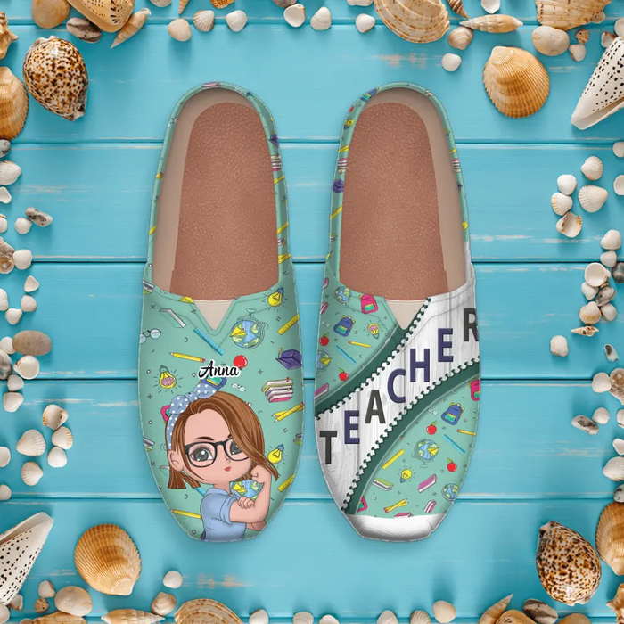 Custom Personalized Teacher Canvas Fisherman Shoes - Gift Idea for Teacher/Teacher's Day