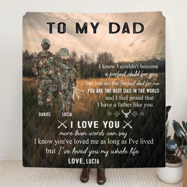 Personalized Hunting Father and Kid Blanket - Best Gift From Son/Daughter to Father - I Love You More Than Words Can Say - Q46PNT