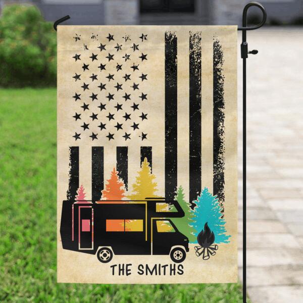 Personalized Camping Flag Sign - Best Gift For Family - Custom Family Name