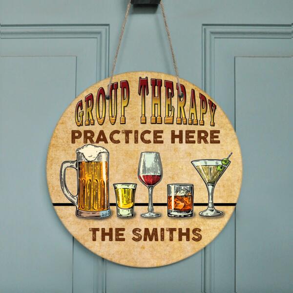 Custom Personalized Door Sign - Group Therapy Practice Here - Family's Name - MWGBJF