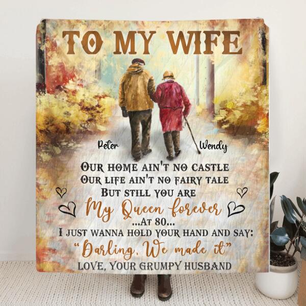 Custom Personalized Old Couple Blanket - Best Gift For Wife From Husband - Darling, We Made It