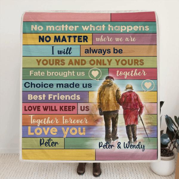 Custom Personalized Couple Fleece Blanket/ Quilt Blanket - Best Gift For Couples - No Matter What Happens