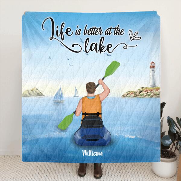 Personalized Kayak Blanket - Best Gift for Son From Mom/Dad - Life is better at the lake