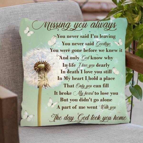 Custom Personalized Remembrance Pillow Cover - Missing You Always - GTWDM6