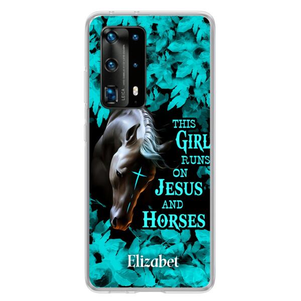 Custom Personalized Horse Girl Phone case - Case For Xiaomi, Huawei And Oppo - This Girl Runs On Jesus And Horses