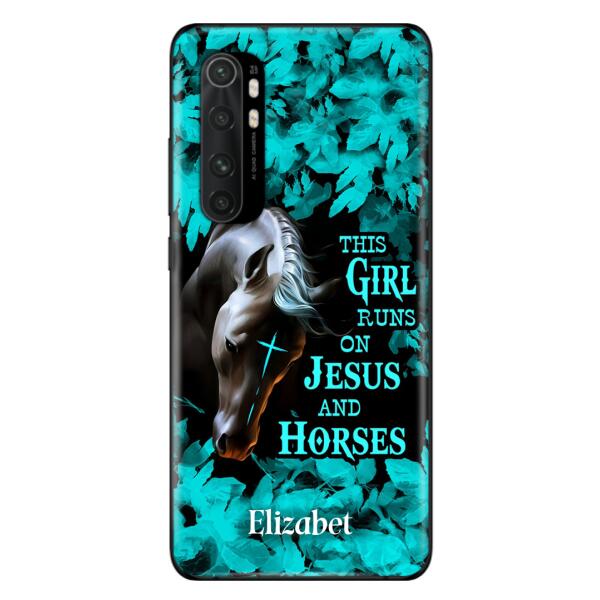 Custom Personalized Horse Girl Phone case - Case For Xiaomi, Huawei And Oppo - This Girl Runs On Jesus And Horses