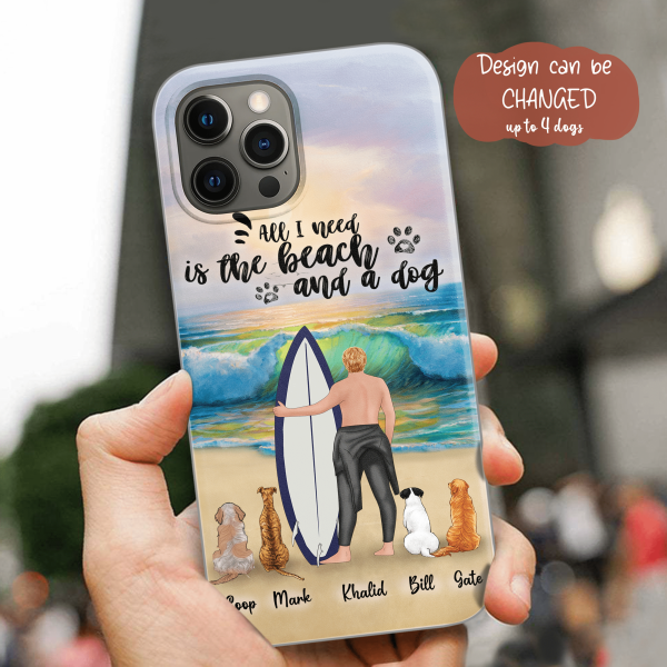 Custom Personalized Surfing Phone Case - Woman/Man With Upto 4 Pets  - Phone Case For iPhone and Samsung - To the Ocean I go - CCS180