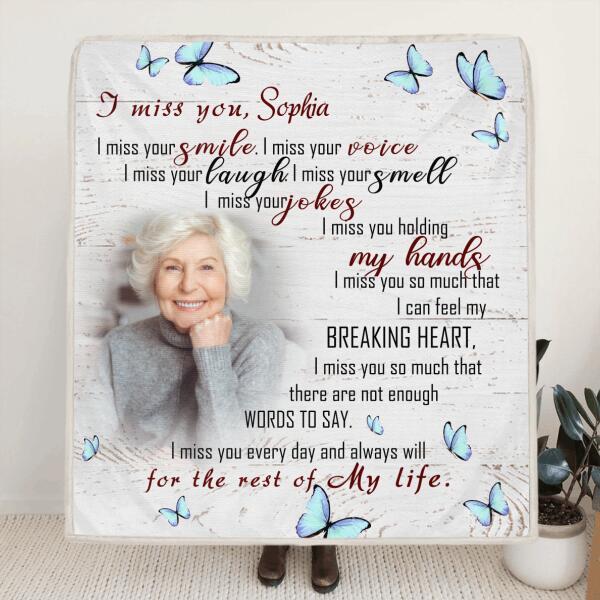 Custom Personalized Memorial Quilt/ Fleece Blanket - Memorial Gift - I Miss You