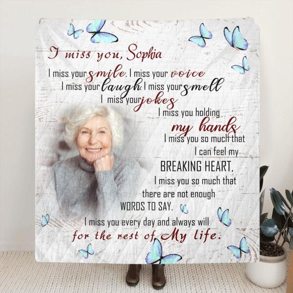 Custom Personalized Memorial Quilt/ Fleece Blanket - Memorial Gift - I Miss You