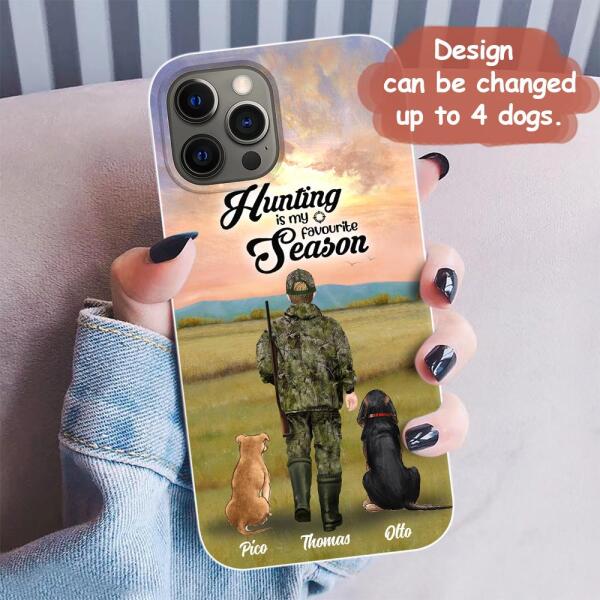 Custom Personalized Hunting Phone Case - Man/Woman With Upto 4 Dogs - Phone Case For iPhone And Samsung - 4168OK