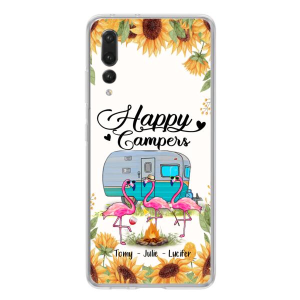 Custom Personalized Camping Flamingo Phone Case - Happy Campers - For Xiaomi, Oppo And Huawei Phone Case - JLDWNZ