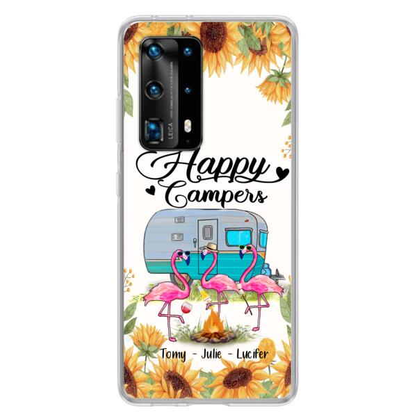 Custom Personalized Camping Flamingo Phone Case - Happy Campers - For Xiaomi, Oppo And Huawei Phone Case - JLDWNZ