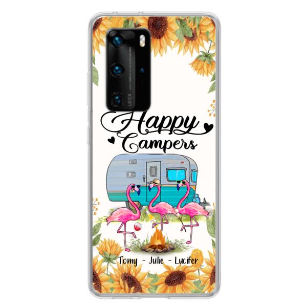 Custom Personalized Camping Flamingo Phone Case - Happy Campers - For Xiaomi, Oppo And Huawei Phone Case - JLDWNZ