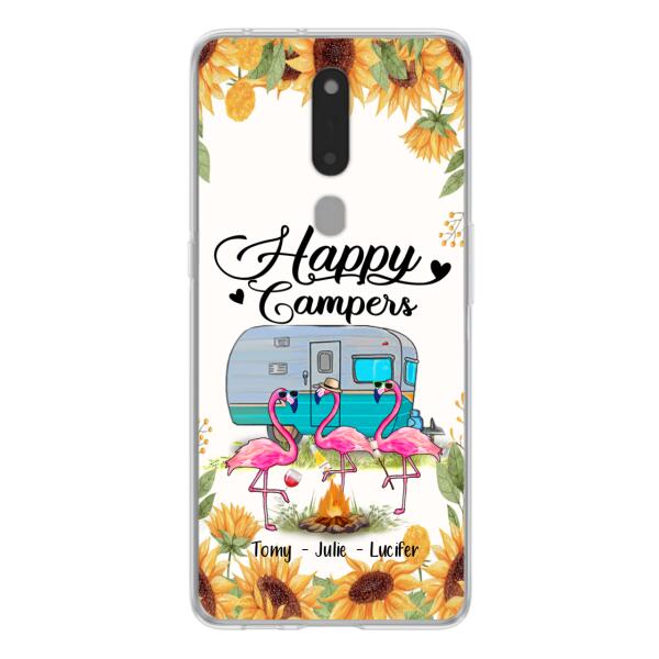 Custom Personalized Camping Flamingo Phone Case - Happy Campers - For Xiaomi, Oppo And Huawei Phone Case - JLDWNZ