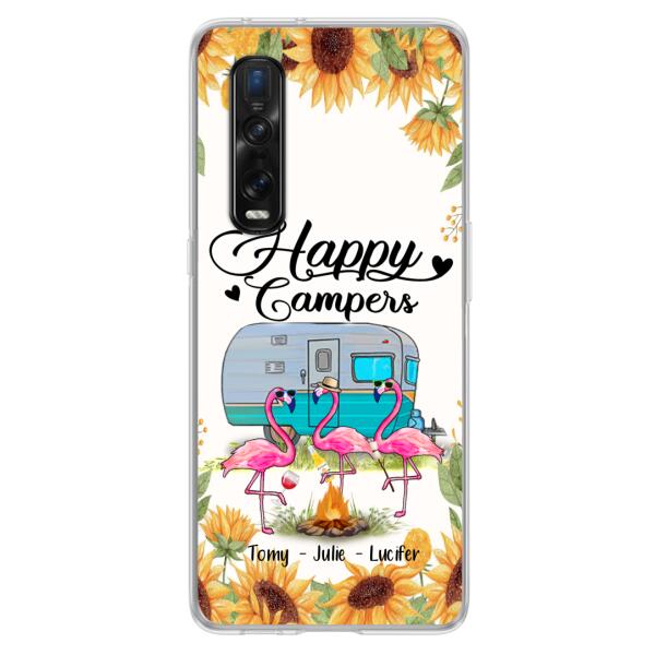 Custom Personalized Camping Flamingo Phone Case - Happy Campers - For Xiaomi, Oppo And Huawei Phone Case - JLDWNZ