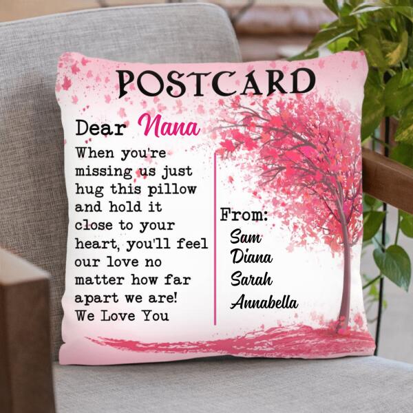 Custom Personalized Postcard Pillow Cover/Cushion Cover - Best Gift From Grandkids To Grandma - Dear Nana When You're Missing Us