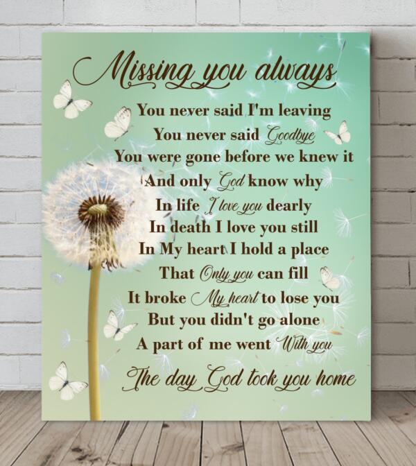 Custom Personalized Remembrance Canvas - Missing You Always - GTWDM6